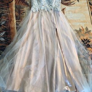 Aspeed maxi nwt size large Sparkle Lace Bodice Tulle Gown - pink/Champagne